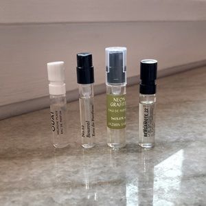Four sample scents: Le Labo, OUAI, Jazmin Sarai, Maison Louis Marie